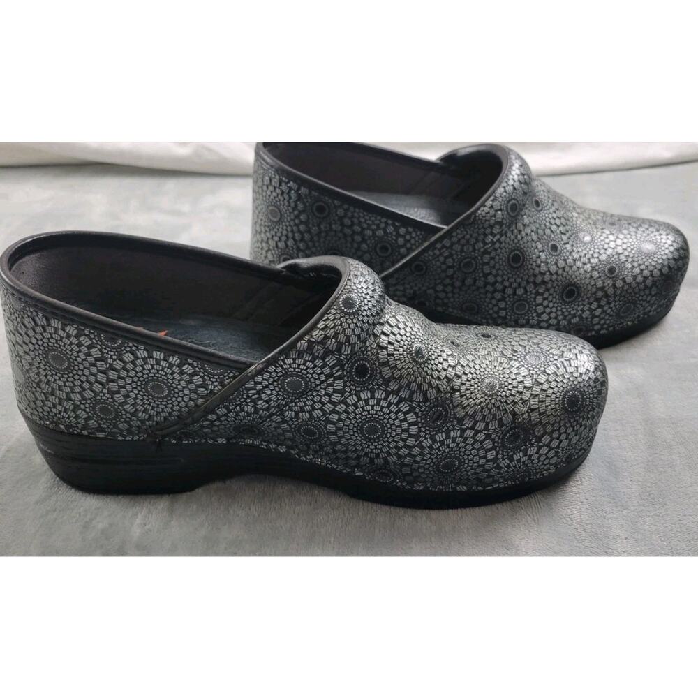 Dansko Pro XP Silver Black Metallic Leather Nurse Clogs EUR 41 US Size 9.5